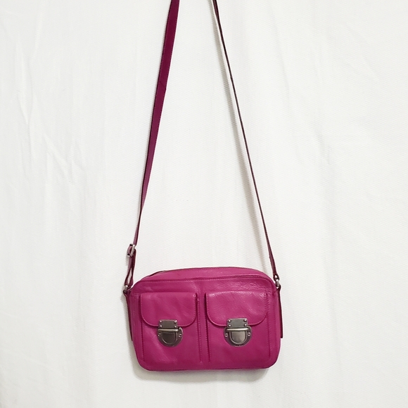 Fossil Riley Fuchsia Leather Crossbody Bag - Picture 8 of 13
